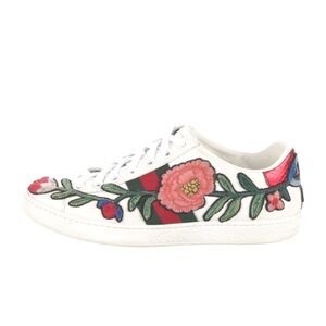Gucci Shoes Web Floral Embroidered Leather Women’s Ace Sneakers 35.5-